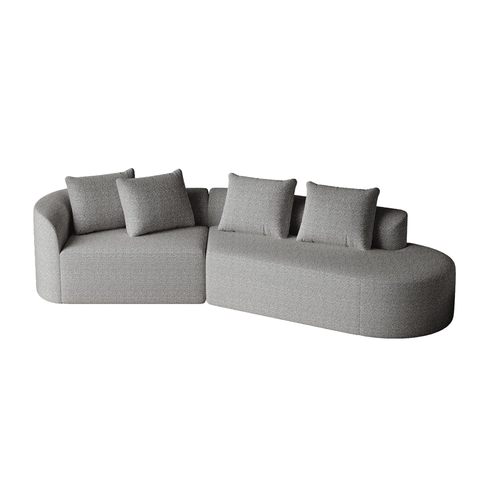 Luxury Dark Gray Chenille Cloud Sofa - 4-Seater Curved Sectional Couch