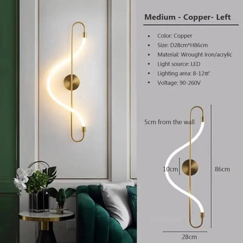 Modern LED Wall Lamp – Gold Aluminum Sconce