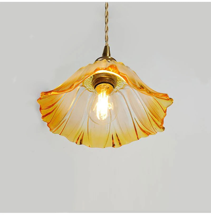 Flower Glass Pendant Lamp - Copper Ceiling Chandelier