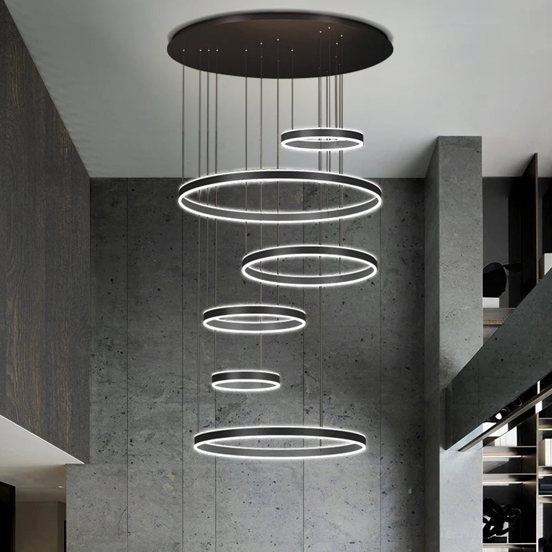 Modern LED Ring Chandelier - Multi-Tier Pendant Light