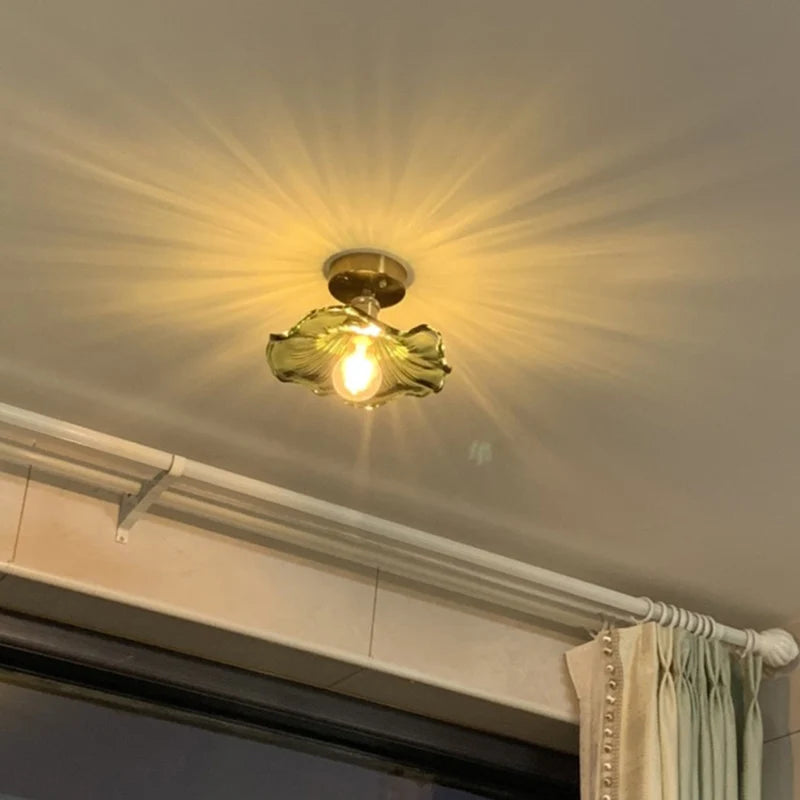 Flower Glass Pendant Lamp - Copper Ceiling Chandelier