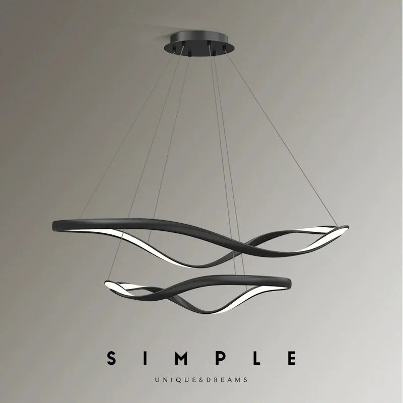Modern Wavy Ring LED Pendant Light - Circular Designer Chandelier