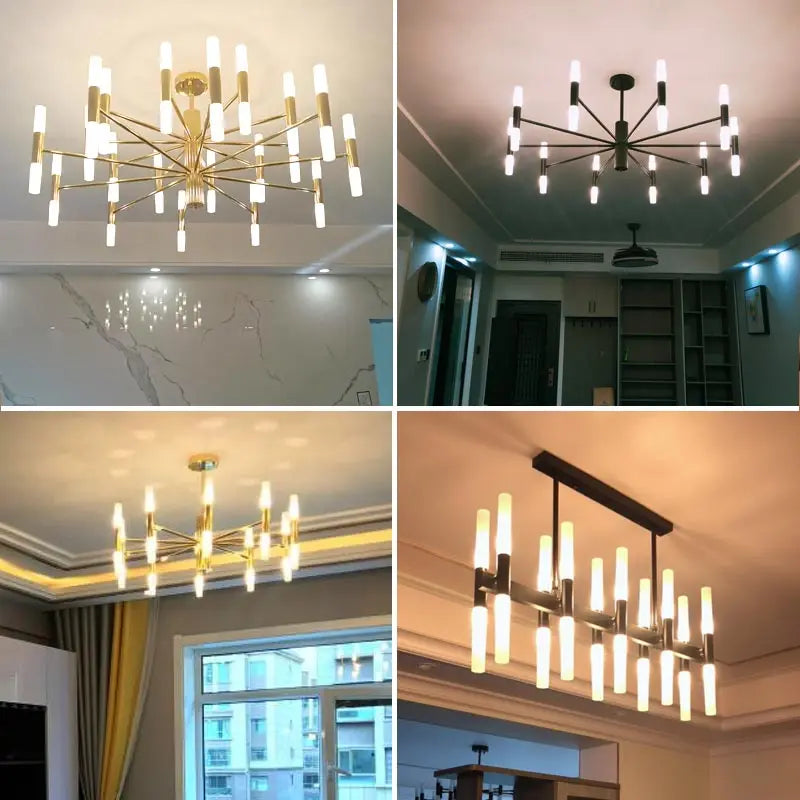 Moderne Nordic Design LED Hanglamp - G4 Kroonluchter Zwart/Goud