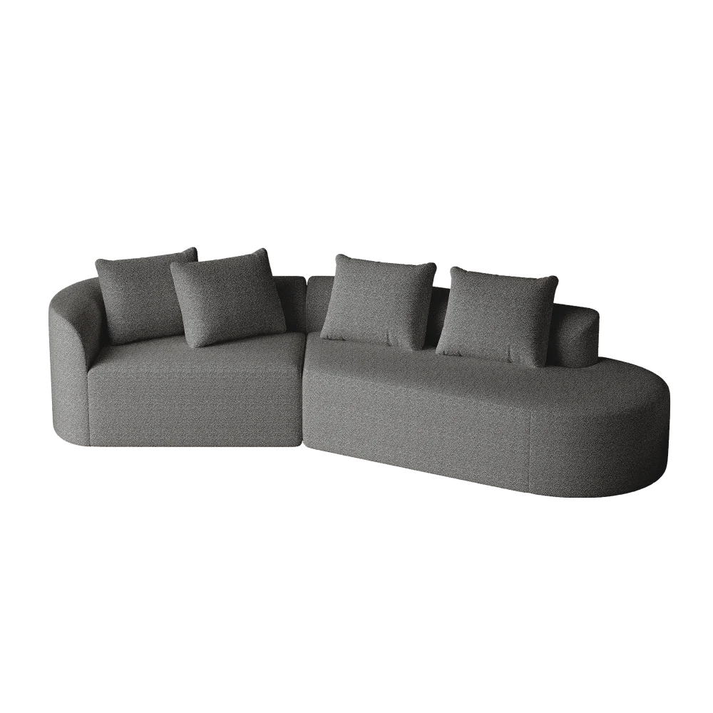Luxury Dark Gray Chenille Cloud Sofa - 4-Seater Curved Sectional Couch