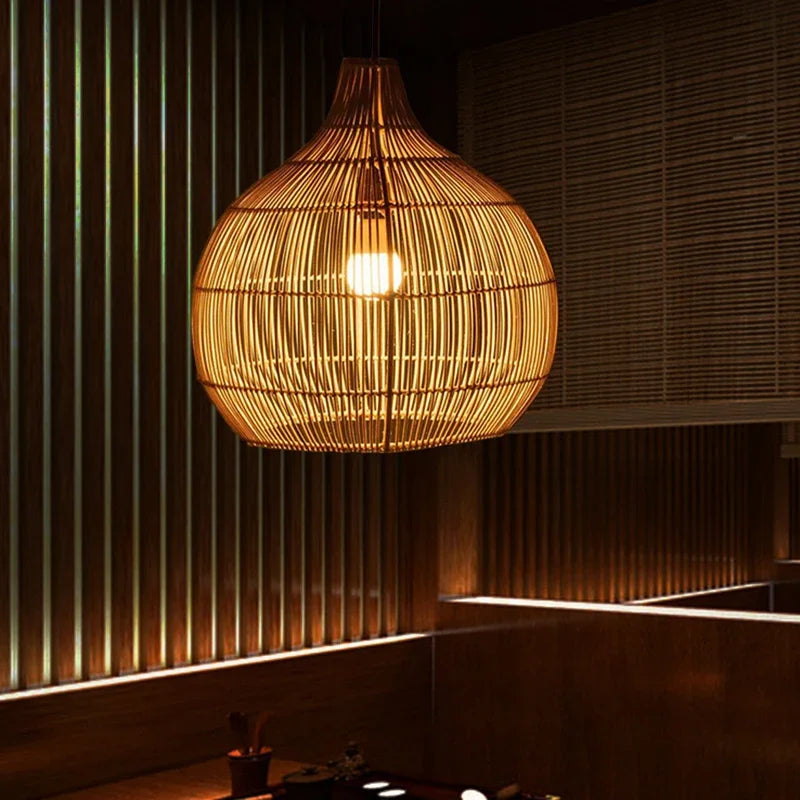 Japanese handwoven Handwoven Rattan Pendant Lamp