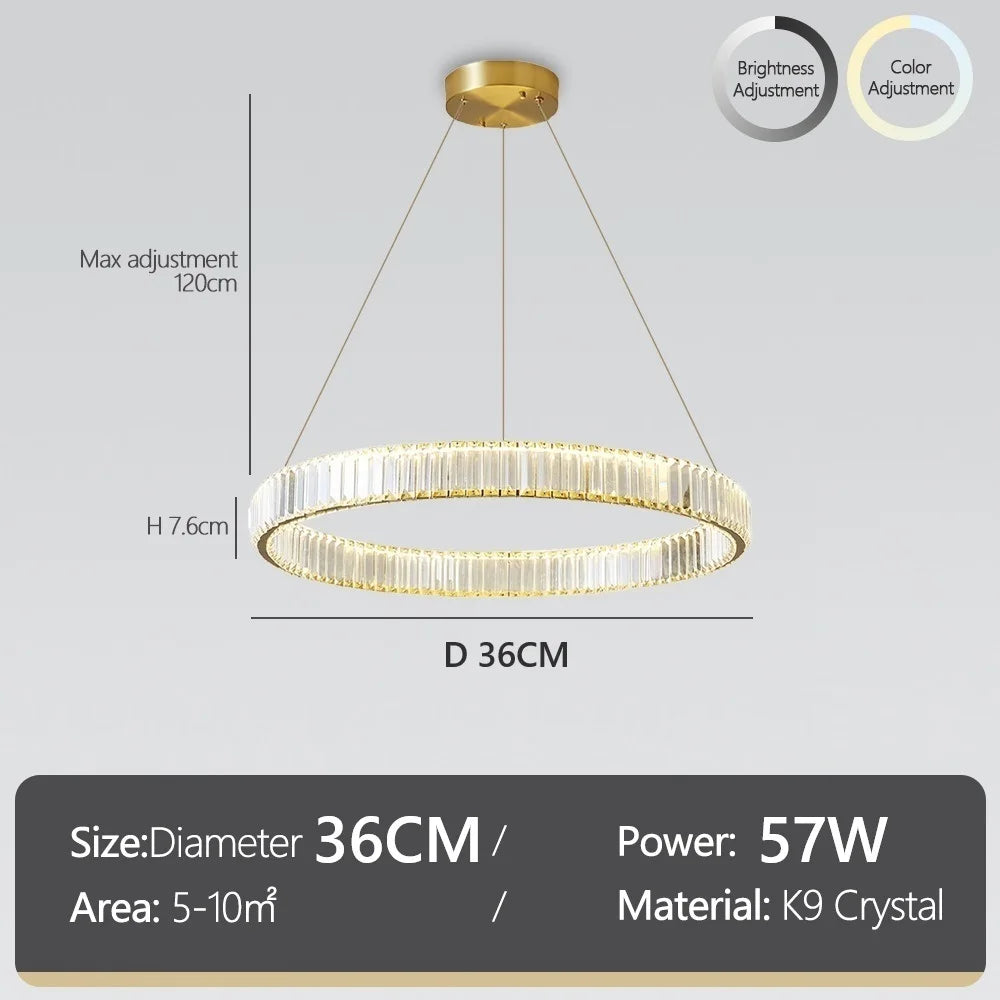 Crystal Chandelier Double Rings 55cm - Pendant Light