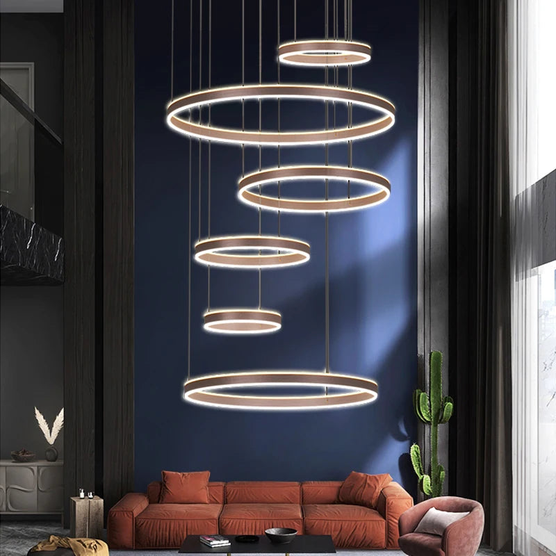Modern LED Ring Chandelier - Multi-Tier Pendant Light