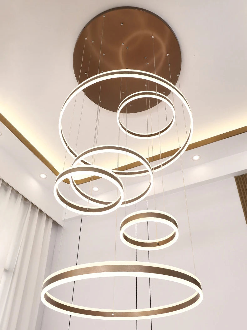 Modern LED Ring Chandelier - Multi-Tier Pendant Light