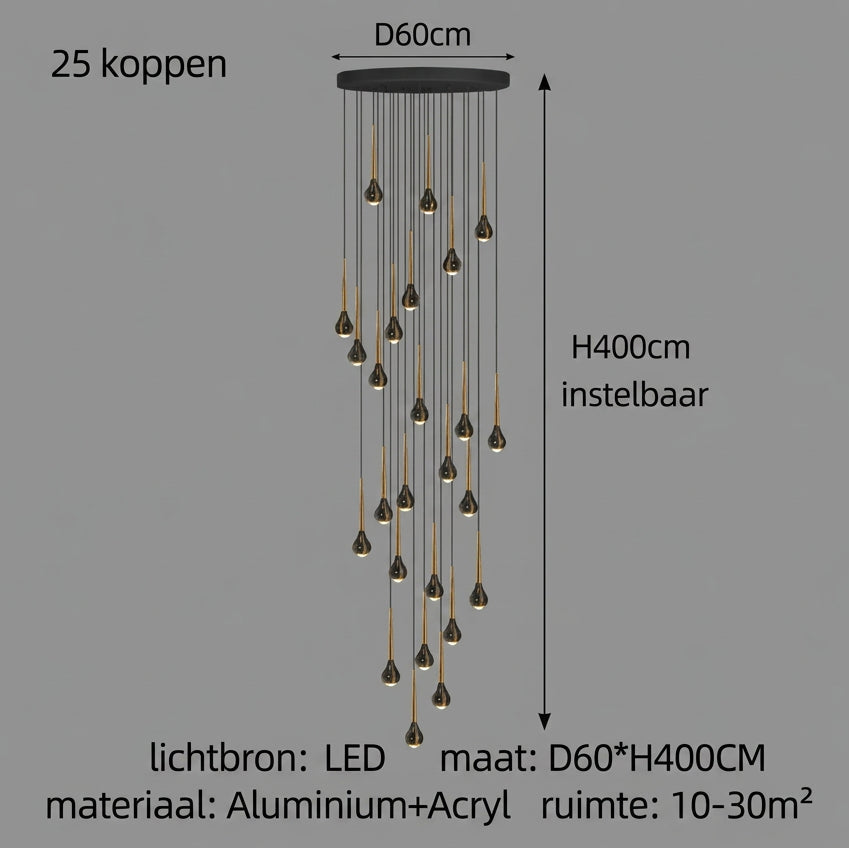 LED-Treppenhaus-Pendelleuchte – Schwarz und Gold