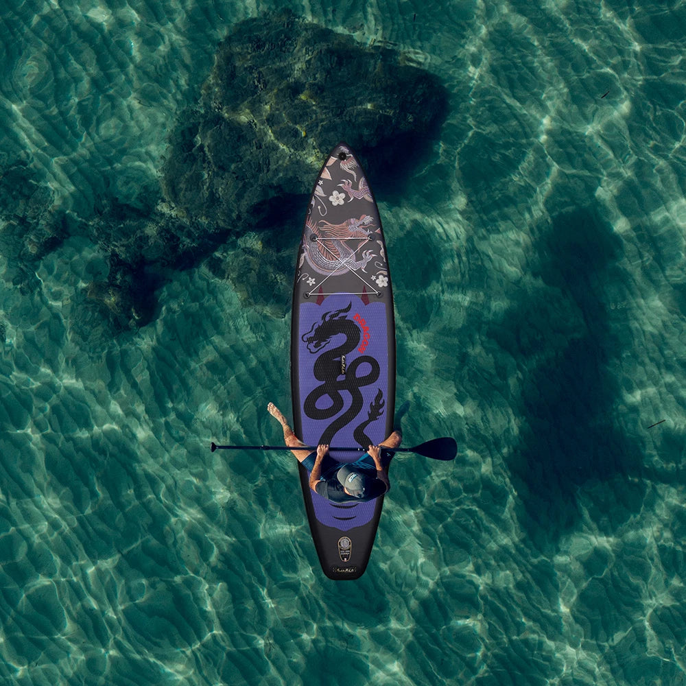 Inflatable SUP board with premium accessories and carrying strap