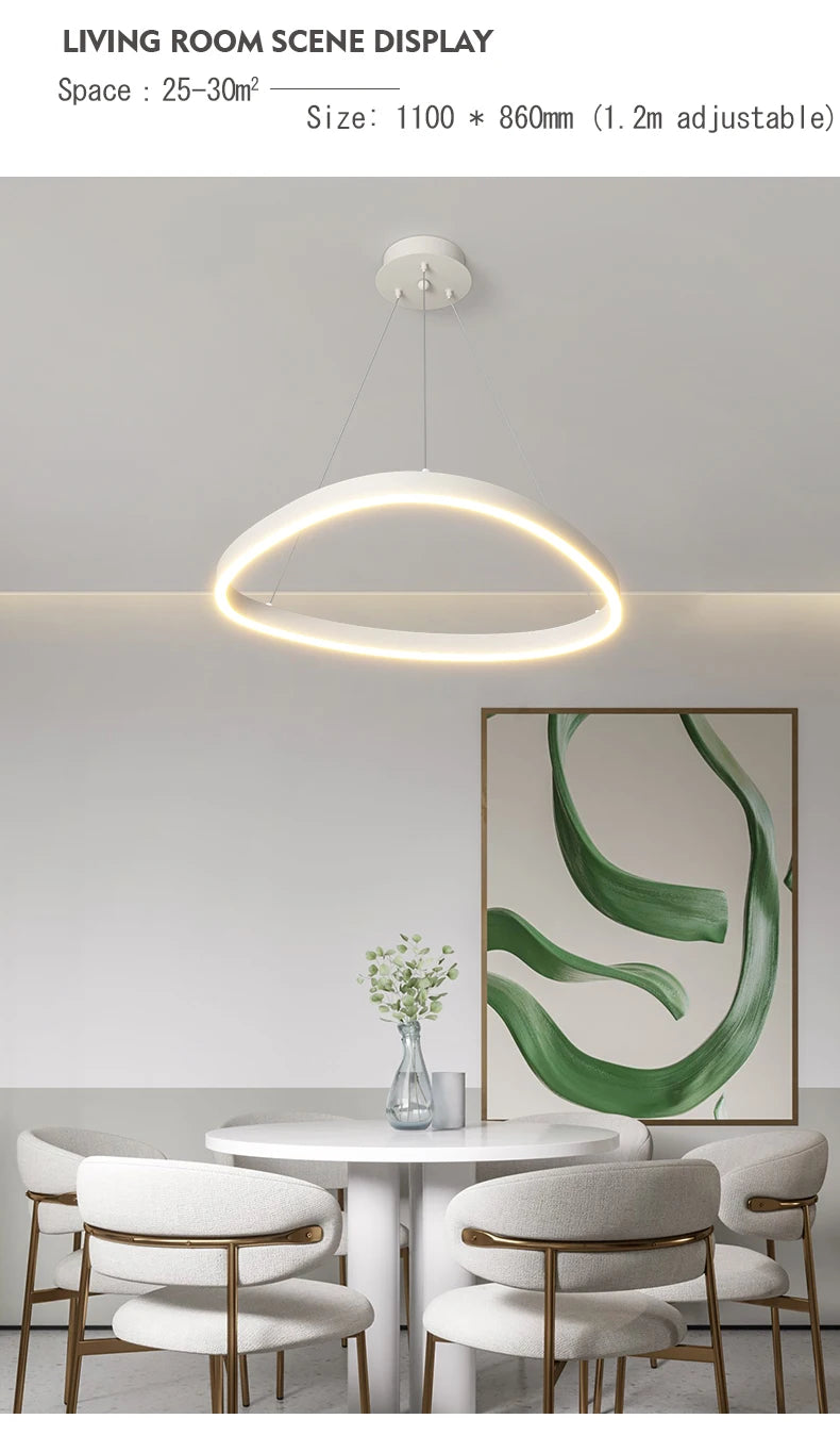 LED Ring Chandelier - Modern Pendant Light for Living Room, Bedroom & Dining Room