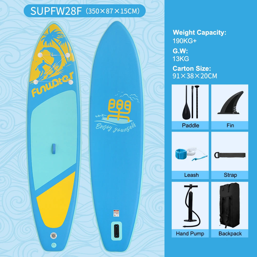 Inflatable SUP board with premium accessories and carrying strap