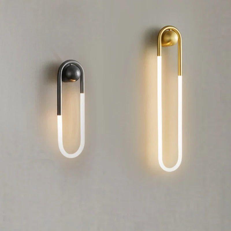 U-vormige led-wandlamp – Art-decodesign | Koper of zwart