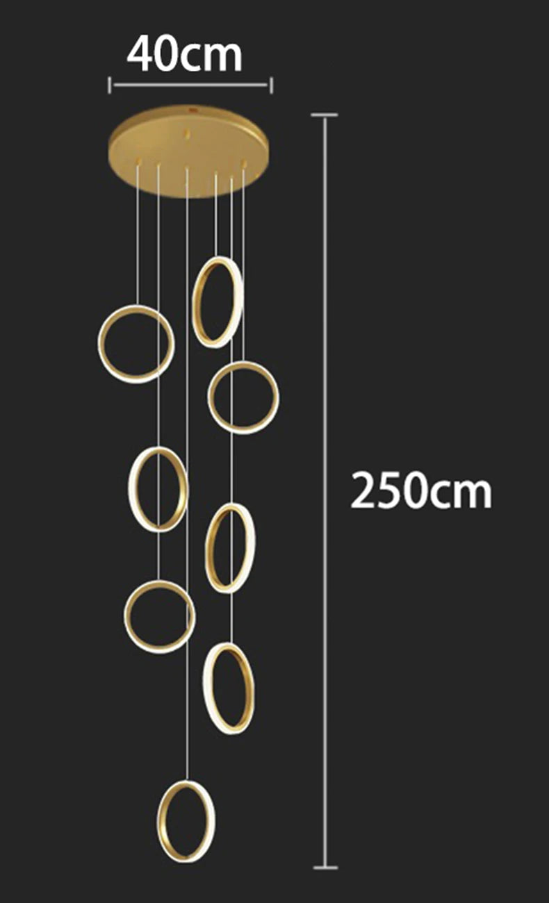 Stairwell Chandelier Crystal Ring - Modern for Staircase & High Ceilings