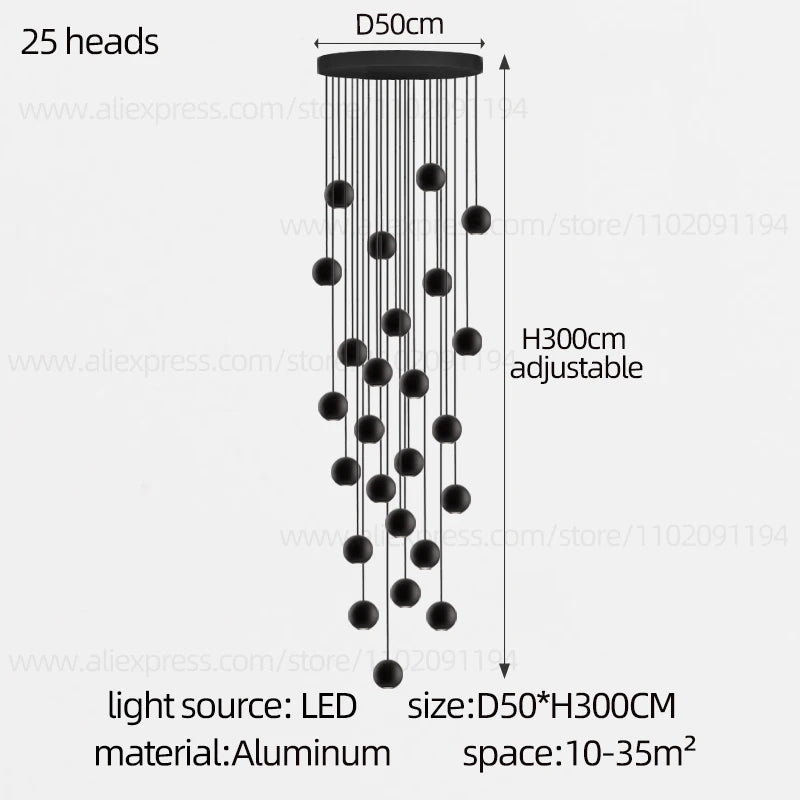 Moderner runder LED-Pendelleuchter – Treppenhausleuchte mit mehreren Leuchten