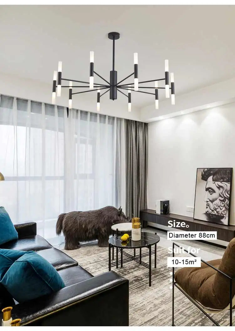 Moderne Nordic Design LED Hanglamp - G4 Kroonluchter Zwart/Goud