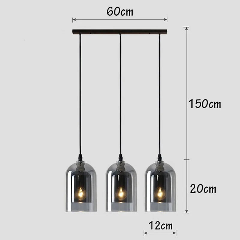 Moderne Pendelleuchte – Glas & Eisen, 1 oder 3 Köpfe, dimmbar