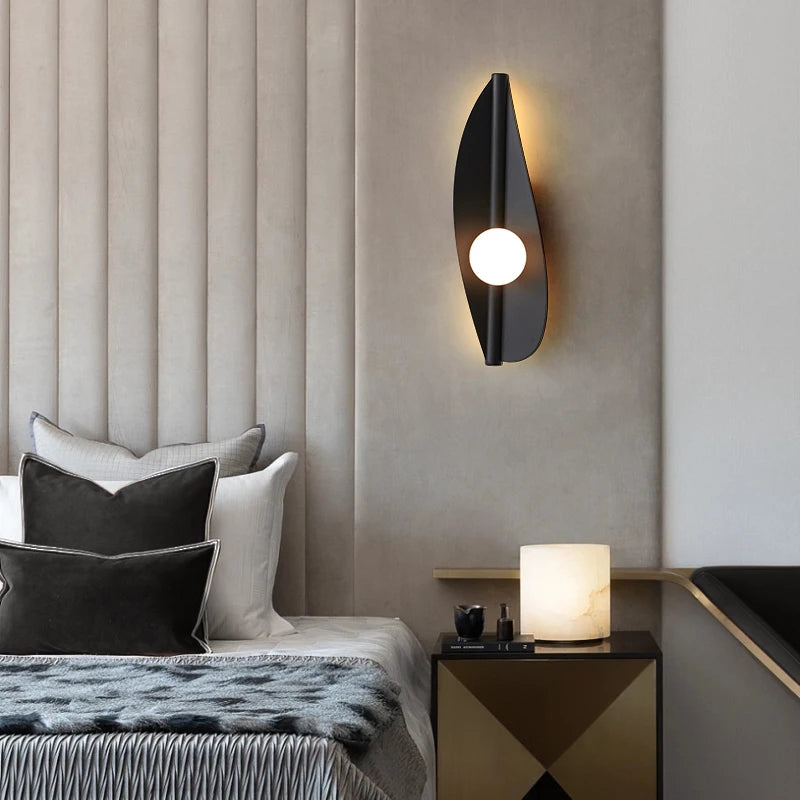 Blatt-LED-Wandleuchte – Art-déco-Nachttischleuchte