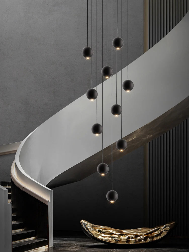 Moderner runder LED-Pendelleuchter – Treppenhausleuchte mit mehreren Leuchten