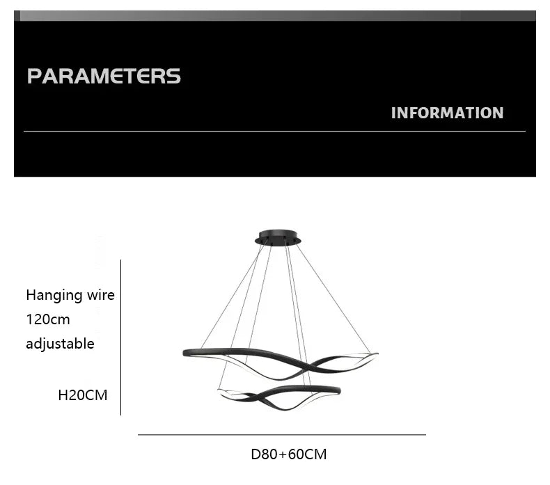 Modern Wavy Ring LED Pendant Light - Circular Designer Chandelier