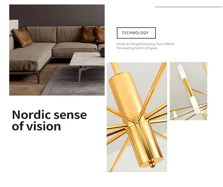 Moderne Nordic Design LED Hanglamp - G4 Kroonluchter Zwart/Goud