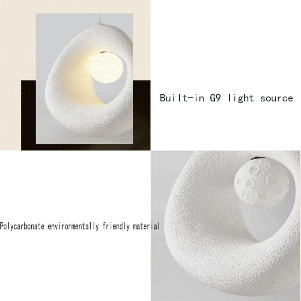 Modern Wabi-Sabi Pendant Light - White Textured Ceiling Lamp