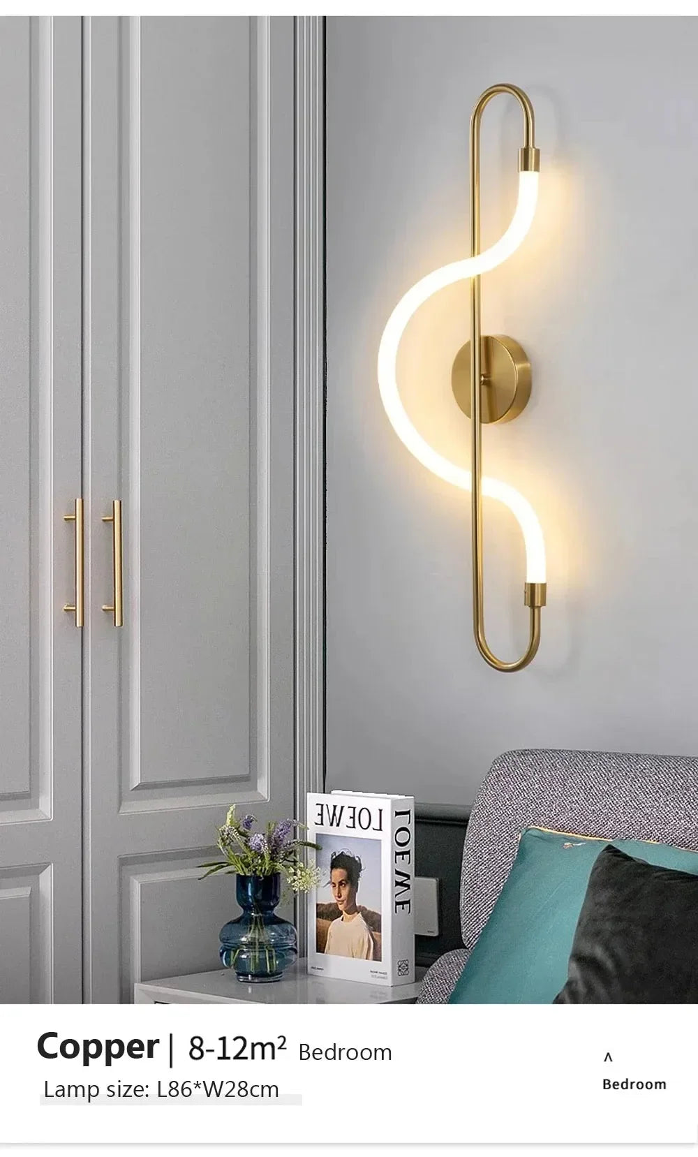 Modern LED Wall Lamp – Gold Aluminum Sconce