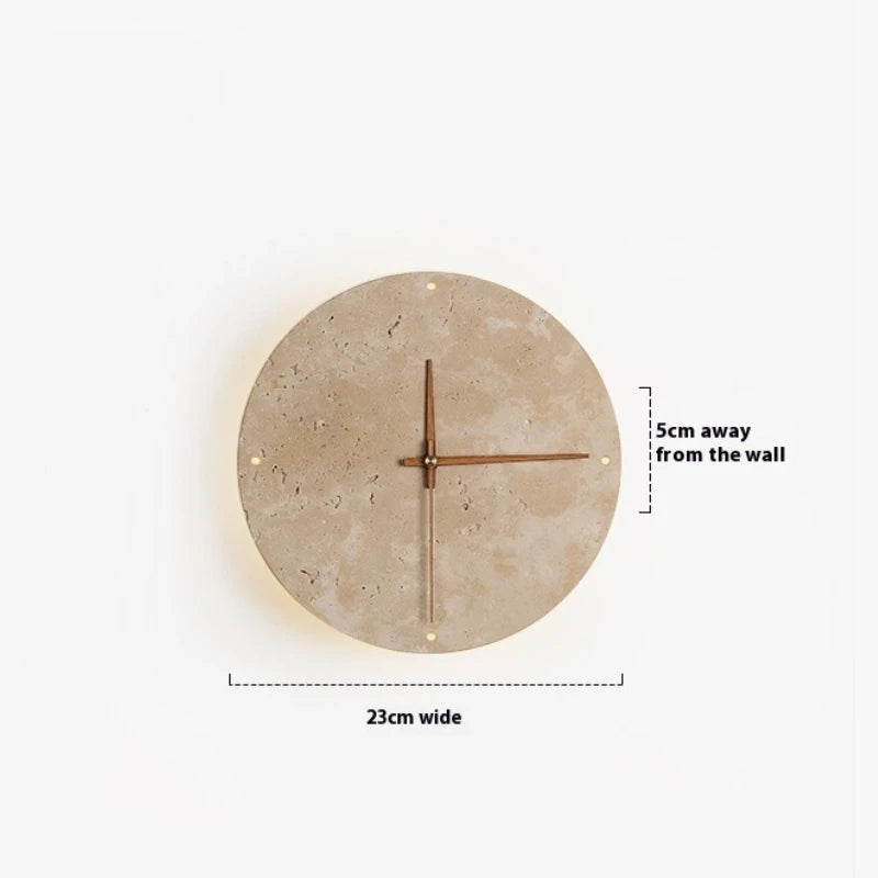 Runde LED-Wanduhr aus Stein – Wabi-Sabi, 23 oder 30 cm