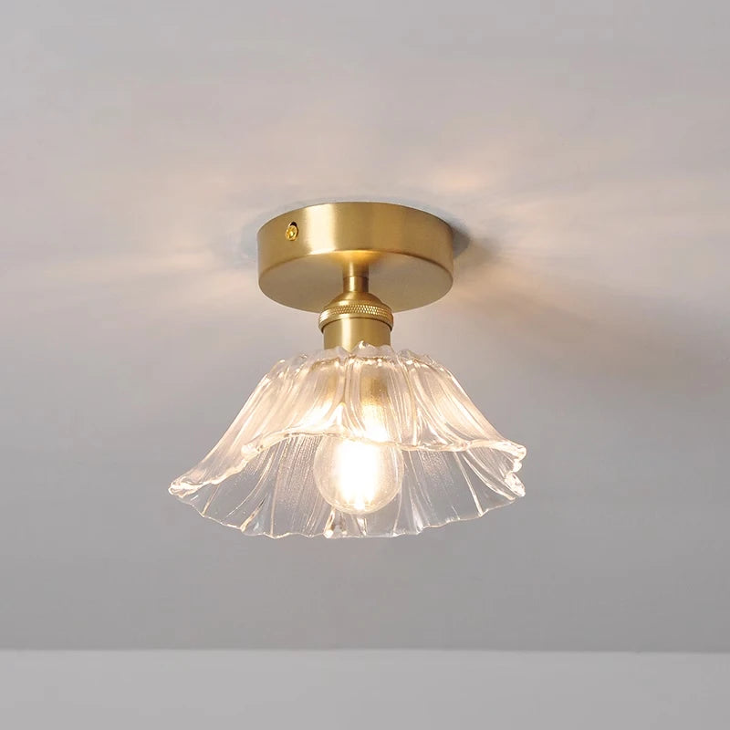 Flower Glass Pendant Lamp - Copper Ceiling Chandelier