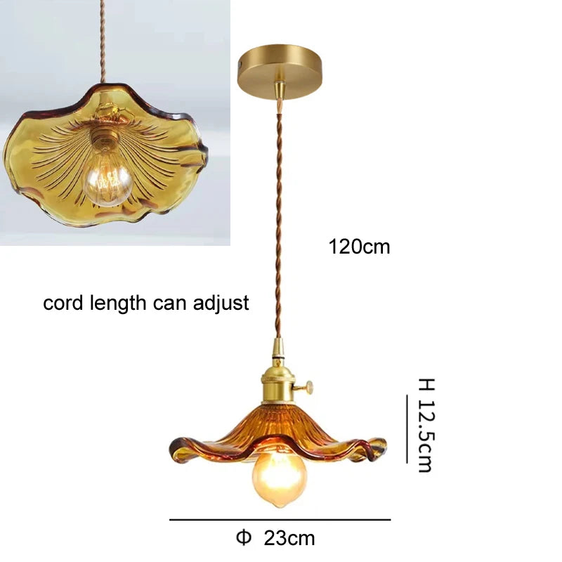 Flower Glass Pendant Lamp - Copper Ceiling Chandelier