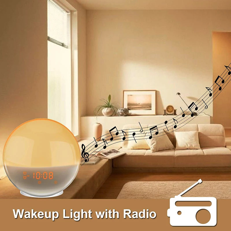Sunrise Alarm Clock with Wake-Up Light - Digital Clock with FM Radio and Night Light