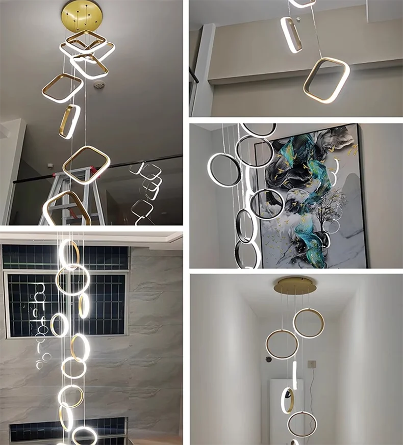 Stairwell Chandelier Crystal Ring - Modern for Staircase & High Ceilings