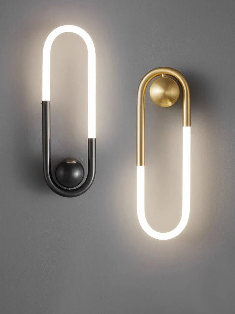U-vormige led-wandlamp – Art-decodesign | Koper of zwart