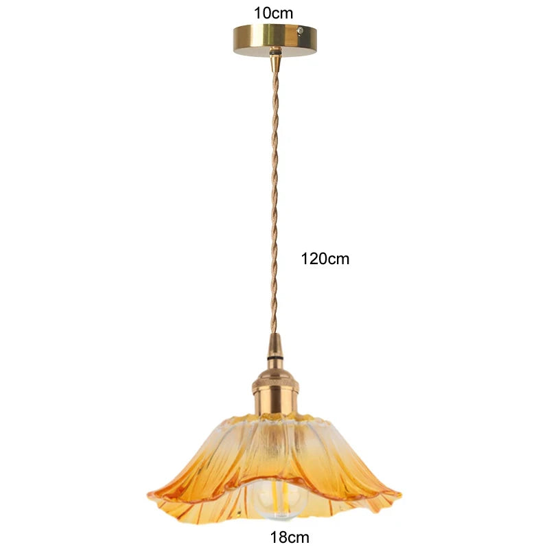 Flower Glass Pendant Lamp - Copper Ceiling Chandelier