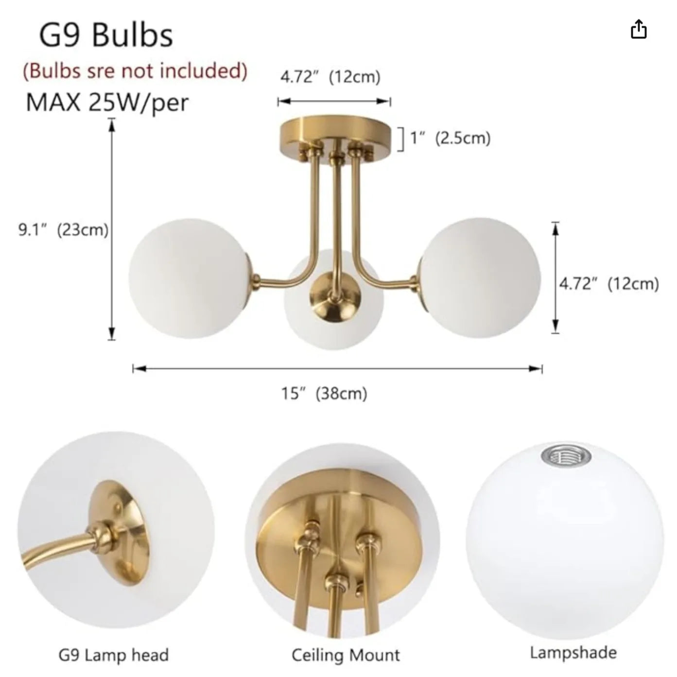 Nordic Glass Ball Ceiling Light - Modern Wrought Iron Flush Mount for Bedroom & Hallway