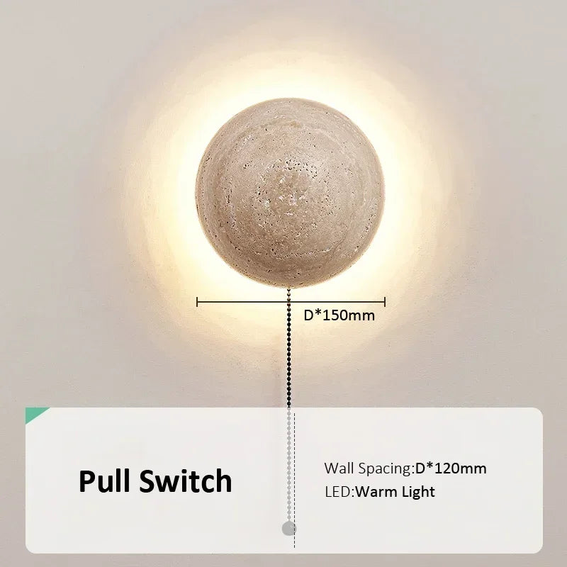 Nordic Limestone Wall Lamp - Natural Stone LED Light for Bedroom & Corridor