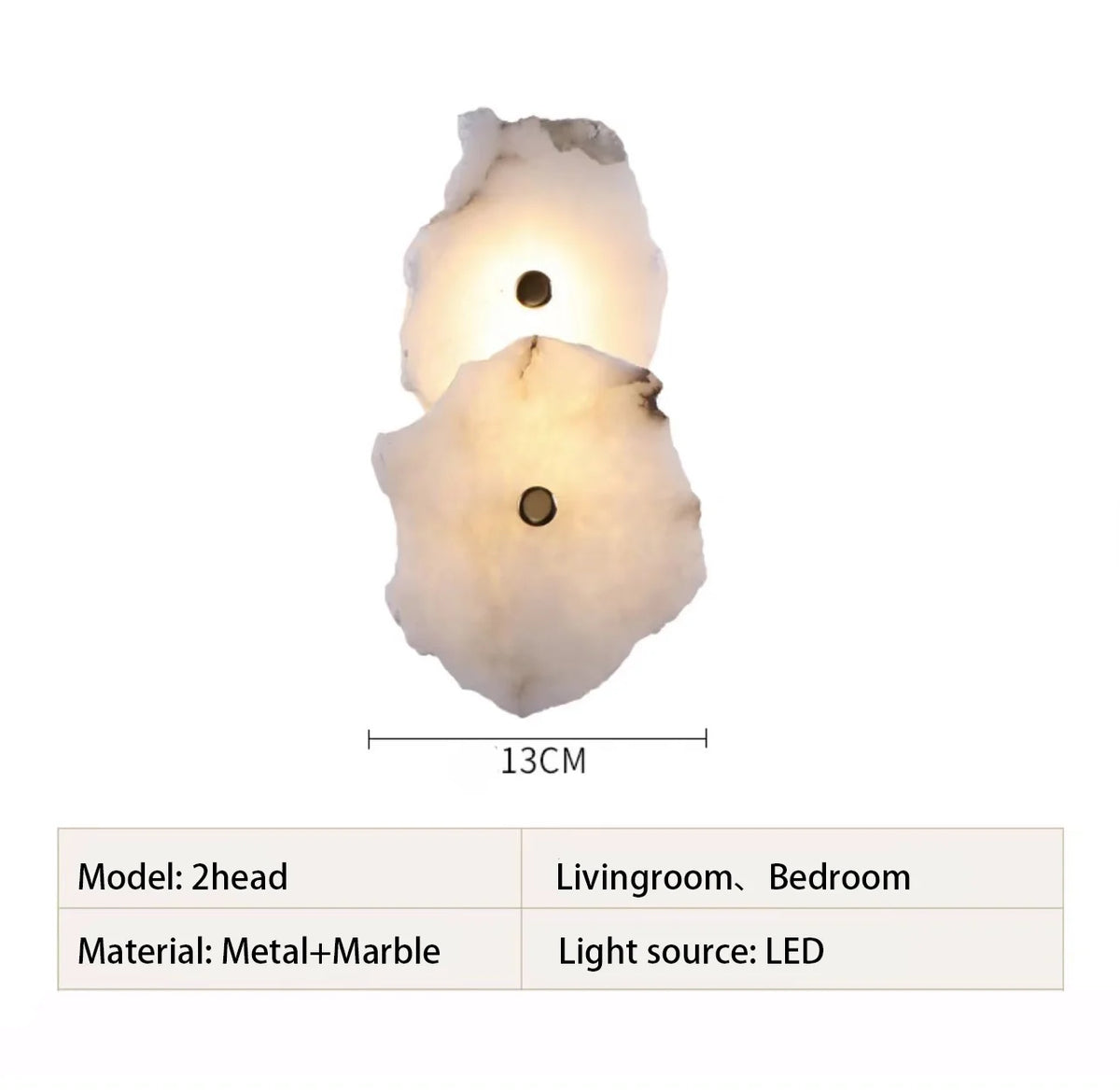 LED-Wandleuchte aus Marmor & Kupfer