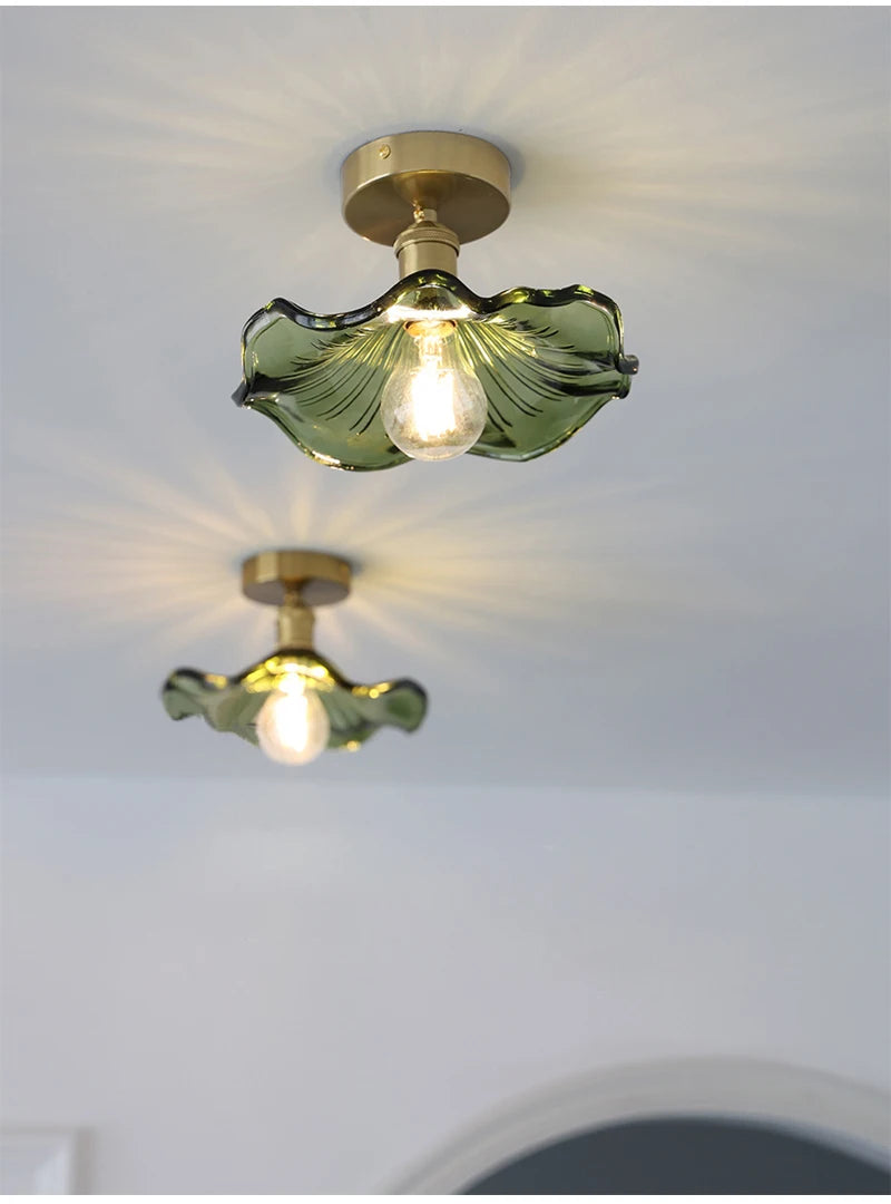 Flower Glass Pendant Lamp - Copper Ceiling Chandelier