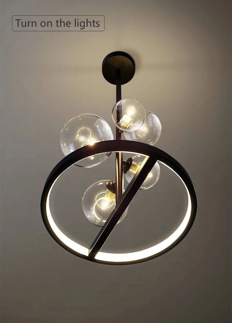 NOSTAGA Glazen Cirkel Hanglamp – LED Kroonluchter