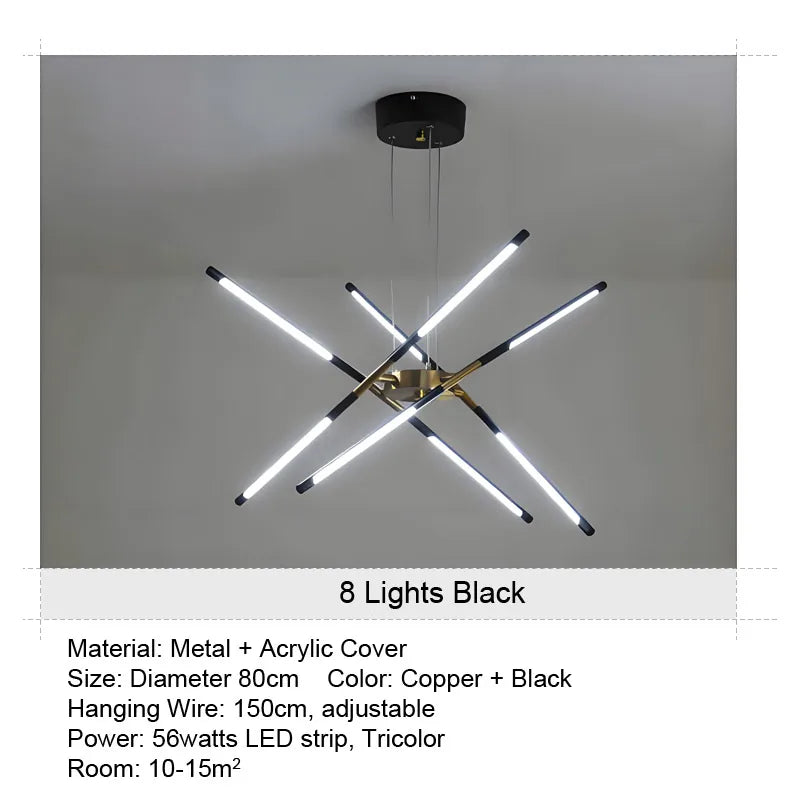 LED Tube Hanglamp - 12 Lichts - Zwart