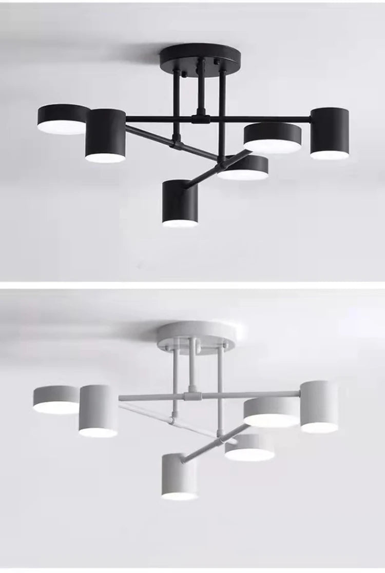 Modern Industrial Ceiling Light - 6-Light Metal Fixture
