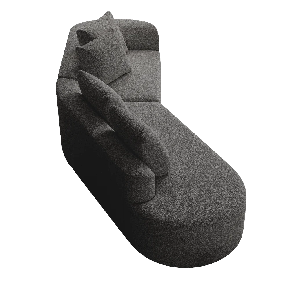 Luxury Dark Gray Chenille Cloud Sofa - 4-Seater Curved Sectional Couch