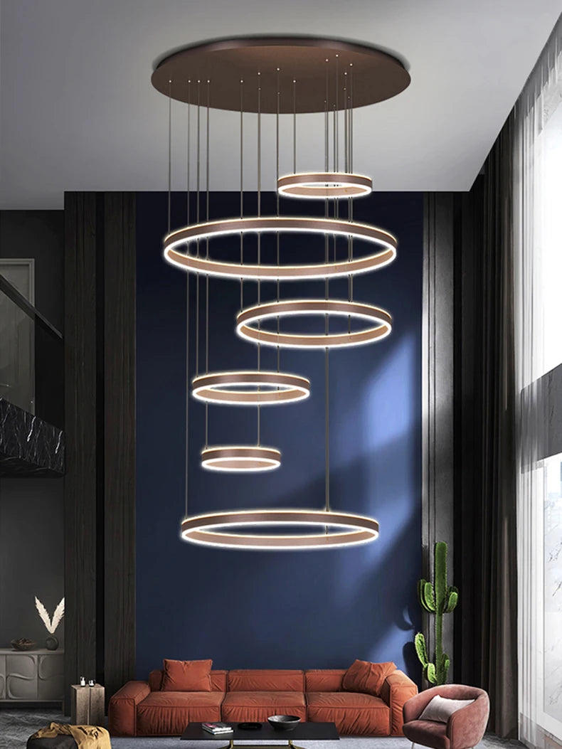 Modern LED Ring Chandelier - Multi-Tier Pendant Light