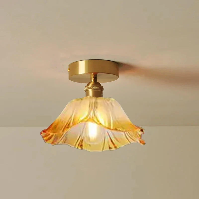 Flower Glass Pendant Lamp - Copper Ceiling Chandelier