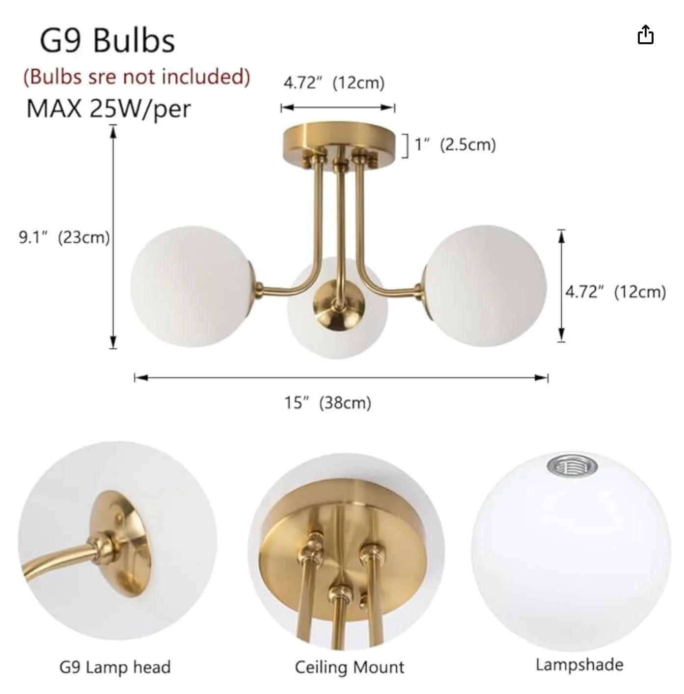 Nordic Glass Ball Ceiling Light - Modern Wrought Iron Flush Mount for Bedroom & Hallway