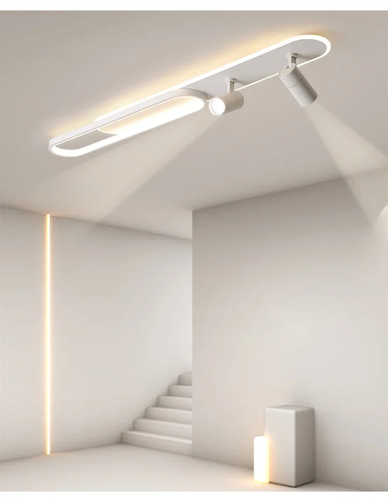 Dimbare led-plafondlamp met spotlight – 60/80/100/120 cm | Zwart, wit of goud