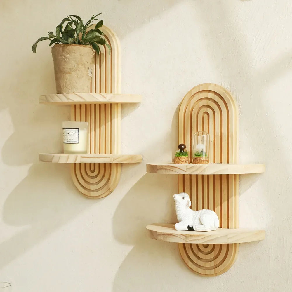 Boho-Wandregal aus Holz