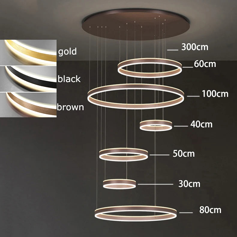 Modern LED Ring Chandelier - Multi-Tier Pendant Light