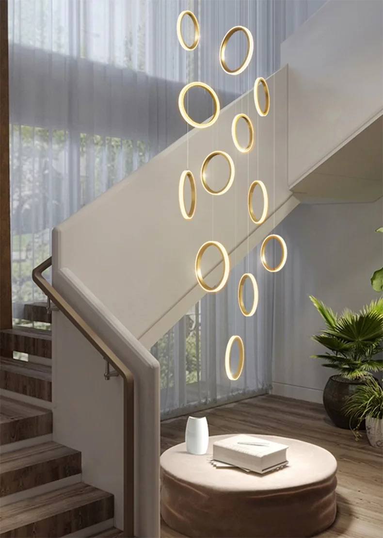 Stairwell Chandelier Crystal Ring - Modern for Staircase & High Ceilings