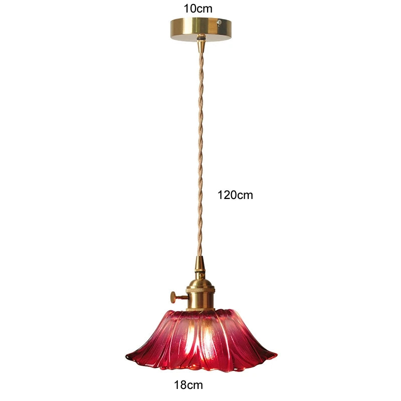 Flower Glass Pendant Lamp - Copper Ceiling Chandelier